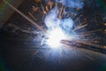 SMAW Ã¢â¬â Shielded metal arc welding and welding fumes. Royalty Free Stock Photo